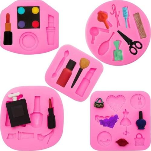Makeup Tools Silicone Mold Lipstick Perfume Makeup Scissors Hair Tools Cake Fondant Suitable For Chocolate Epoxy Resin Mold
