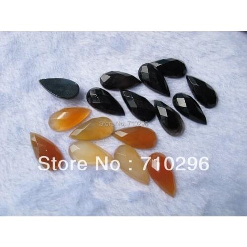 Red agat e Carnelian black agat e Bead Cabochon 12x24mm facet pear gem stone cabochons fit jewelry ring DIY 5pcs/lot
