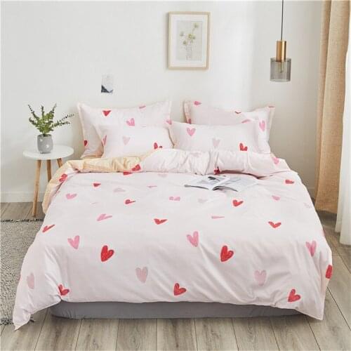 Heart Pattern Red Lover Bed Cover Set Kid Boy Duvet Cover Adult Child Bed Sheets And Pillowcases Comforter Bedding Set 61078