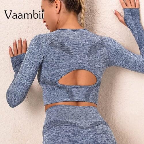 Backless Seamless Top Crop Long Sleeve Yoga Tops Fitness For Women Running Clothing Womens Blouses And Shirts Workout Top