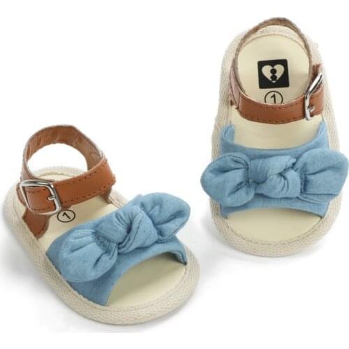 Summer Baby Girl Bow-Knot Sandal Girls Clogs Fashion Infant Baby Girl Soft Sole Sandals With Bowknot Toddler Striped Shoes