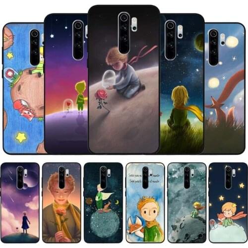 Cute little prince rose black Silicone Phone Case For Redmi note 9 8 7 Pro S 8T 7A Cover