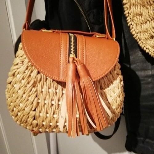 Fashion Tassel Straw Handbag New Hand-Woven Rattan Bag Woven Purse Wicker Beach Bag Bohemia Shoulder Messenger Bags