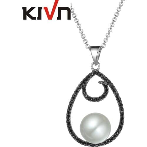 KIVN Fashion Jewelry CZ Cubic Zirconia Womens Girls Bridal Wedding Simulated Pearl Pendant Necklaces Promotion Birthday Gifts