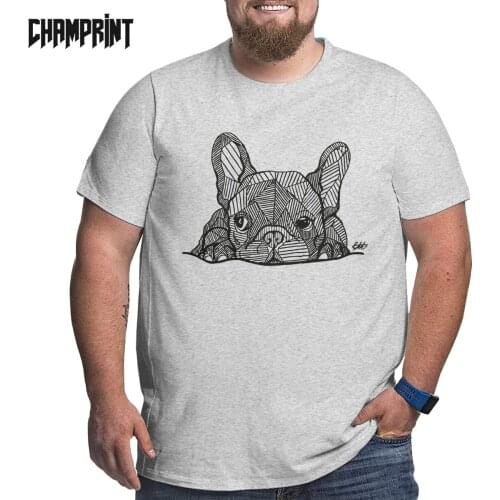 Men French Bulldog Puppy T Shirt Dog Love Pure Cotton Clothing Short Sleeve Round Neck Big Tall Tee Shirt Plus Size Big Size