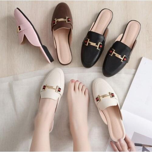 2020 Womens Elegant Mules Woman Casual Slippers Ladies Low Heels Fashion Female Lazy Toe Shoes Women Outdoor Leisure CFootwear