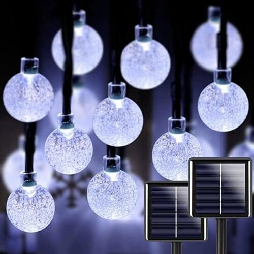 Outdoor Solar Garland Garden Light 8 Modes Crystal Globe Solar Lights Waterproof for Balcony Wedding Garden Party Decoration