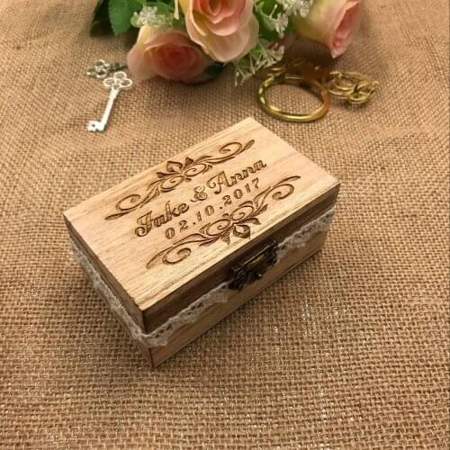 Personalized Rustic Old Wood Ring Bearer Box,Custom Bride & Groom Name Wedding Ring Box,Number Wedding Ring Bearer Pillow Box