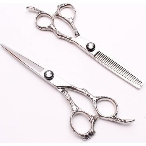 6.0inch 17.5cm 440C JP Customized Logo Professional Human Hair Hairdressing Scissors Cutting+Thinning Scissors Styling Tools
