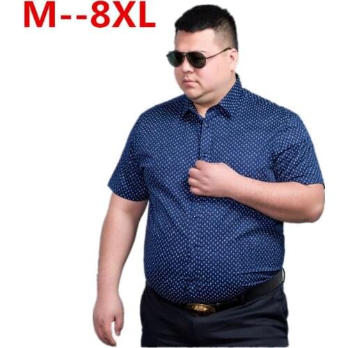 10XL 9XL 8XL 6XL 5X Men Fashion loose Fit Casual Shirts Short Sleeve 100% Cotton Dress Shirts Patchwork Trendy style Male Shirts