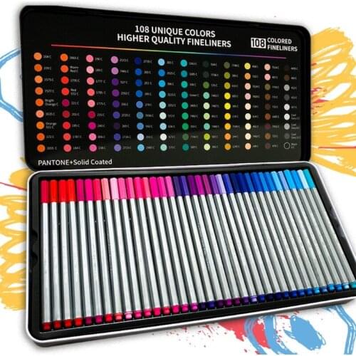 108 Fineliner Pens Colored Fine Tip Markers 0.4 mm Fine Point Pens Felt Tip Pens Drop Shipping