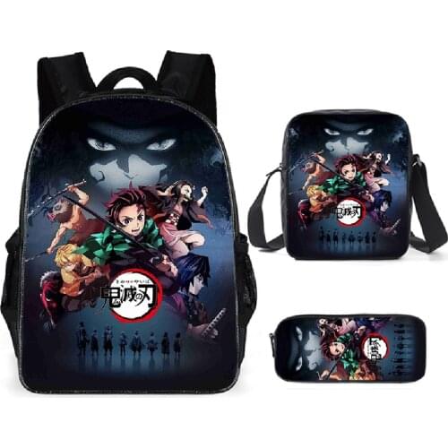 Demon Slayer Anime Peripheral Cartoon Printed School Travel Bag Student Both Men and Women Backpack Children Backpack Notebook