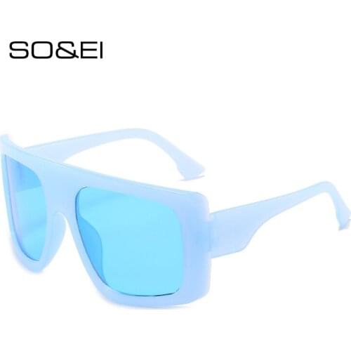 SO&EI Fashion Oversized Square Women Sunglasses Jelly Color Big Frame Female Sun Glasses Retro Men Shades UV400 Gradient Eyewear