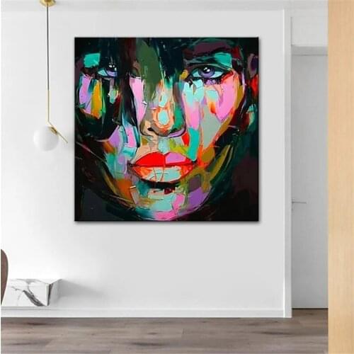 Modern Francoise Nielly Canvas Painting Palette Knife Face Oil Painting Wall Art Pictures For Living Room Home Decor No Frame