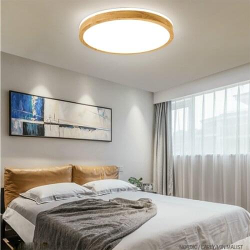 Solid wood LED ceiling lights 22W 36W 48W 64W cold and warm white natural light LED lamps living room lighting ceiling lights