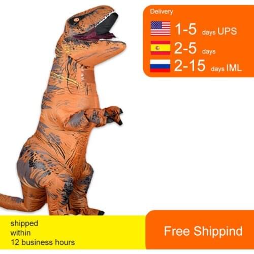 T Rex Velociraptor Inflatable Costume Mascot Cosplay Tirano Saurio Rex Dino Halloween For Women Men Kid Cosplay Funny Suit