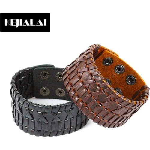 Vintage Brown Handmade Genuine Leather Men Bracelet Braided Leather Ethnic Jewelry for Women 2017 Pulseira Masculina Erkrk Gift