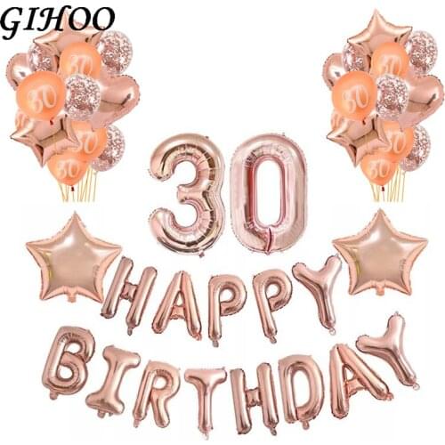 Rose gold number birthday balloons 18th 20th 21st 30 40th 50th birthday balloon birthday party decorations number print globos