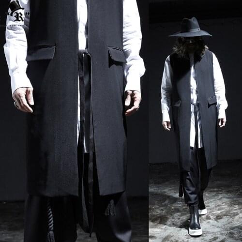 S-6XL!!Male slim medium-long sleeveless vest mens clothing spring trend costumes