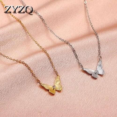 ZYZQ Sweet Butterfly Pendant Necklace for Women Fashion Chunky Chain Chokers Necklaces Jewelry Gift Wholesale 2021
