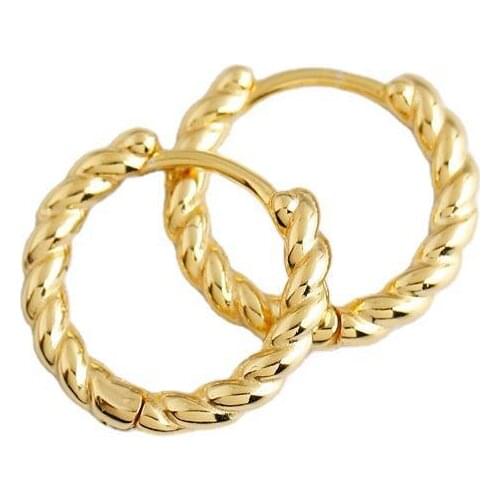 1Pair 925 Sterling Silver Earrings for Women 2020 Trend Jewelry Diameter 14mm Twist Piercing Earrings Gifts for the New Year