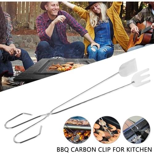 1 Pcs BBQ Tools Stainless Steel Scissors Type Grilled Anti-scald Food Clip Barbecue Accessories Portable Tongs Outdoor Gadget