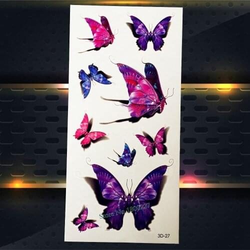 1PC New Disposable Tattoo Butterfly Designs Women Makeup Body Art Arm Shoulder Chest P3D-27 Fake Sexy Butterfly Tattoo Stickers