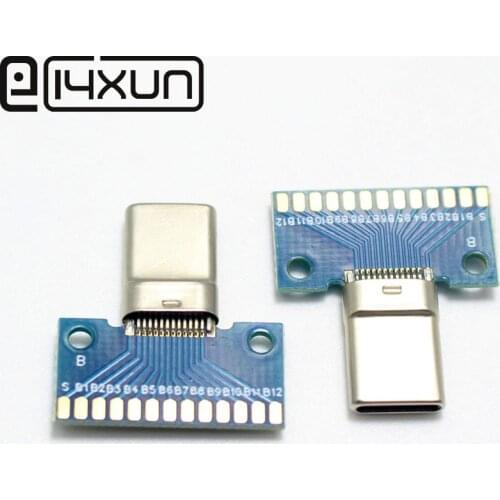 1pcs USB 3.1 Type C Connector 24+2P Male Plug Receptacle Adapter to Solder Wire & Cable 24P+2P PCB Board