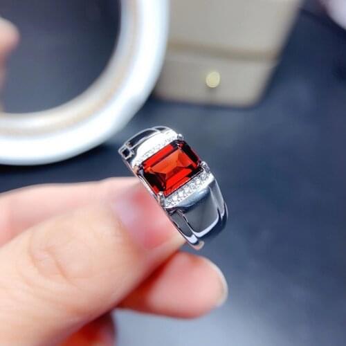 2021 classic red garnet gem man ring silver fine jewelry natural real gem 925 sterling silver good gift mascular character