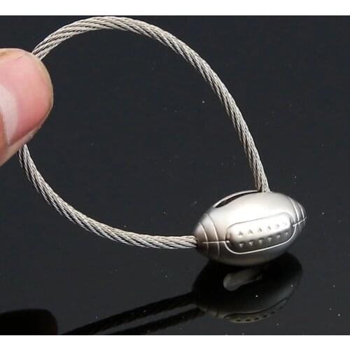 3D American football keychain wire rope key chain rugby keychain key holder high quality portachiavi llaveros hombre bag charm