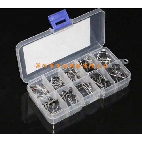 90pcs 10 kinds (1n4007-10a10) commonly used diode box sets