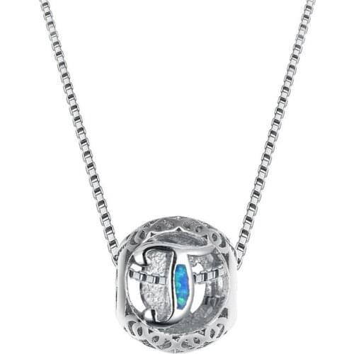 925 Silver Letter J Pendants White Blue Opal Necklaces For Women Wedding Jewelry Vintage Fashion Rose Gold Birthstone Necklace