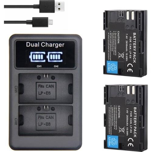 1PCS 2650mAh LP-E6 LP E6 LP-E6N Camera Battery For Canon EOS 5DS 5D Mark II Mark III 6D 7D 60D 60Da 70D 80D DSLR EOS 5DSR