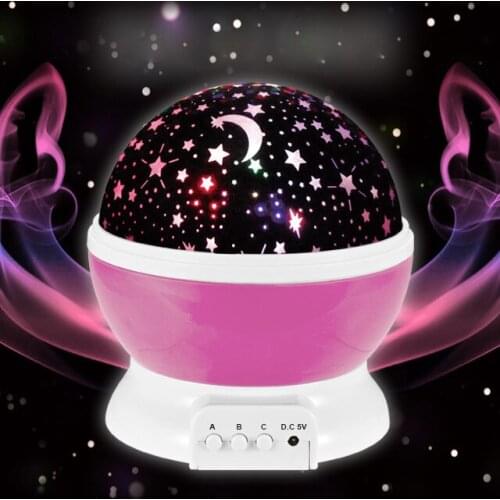 Auto-Rotating Romantic Cosmos Star Starry Sky Moon Projector Lamp Battery USB LED Night Light Lamp For Kids Bedroom
