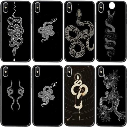 Tattoo Snake Animal Black Back Soft Waterproof Silicone Shell For iPhone 11 12 Pro Mini XS Max X 8 7 6s Plus 5 SE 11 12 XR SE