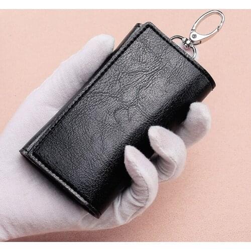 Pu Leather Key Holder Top Quality Note Compartment Keychain Bill Bit Wallet Zipper Pouch Keychain Bussiness Keychain Purse
