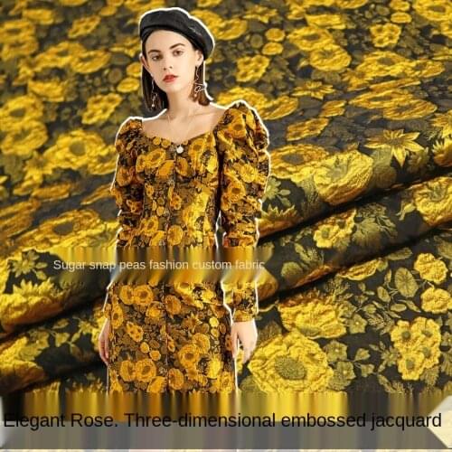 Elegant three-dimensional embossed rose-dyed jacquard fashion fabric Sewing fabric factory store is not out of stock