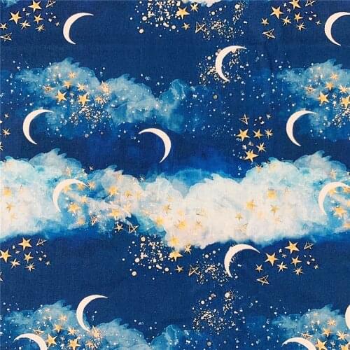 Sky clouds stars moon Cotton Fabric DIY sewing Clothing Tissue Telas Patchwork boy baby skirt clothes bedding hat mask