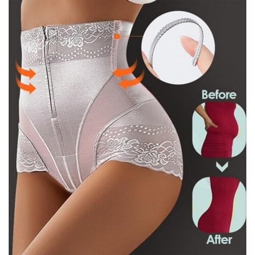 Shaper Panties Sexy Lace Shapers Body Shaper with Zipper Double Control Panties Women Shapewear Sexy Lace Waist Trainer
