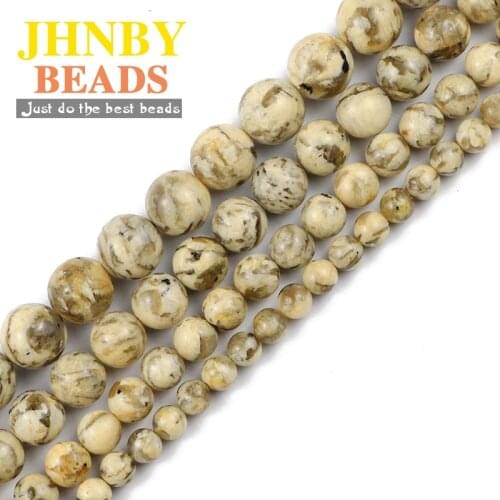 JHNBY Natural Stone Feldspar 6/8/10/12MM Round ball spacers Loose beads for Jewelry bracelets necklace making DIY Accessories
