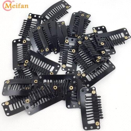 MEIFAN10PCS Wig BB Clip Hair Extension Metal BB Black U-Shape Hair Snap Clips for Wig Weft Barrette Salon Grip Pins Styling Too