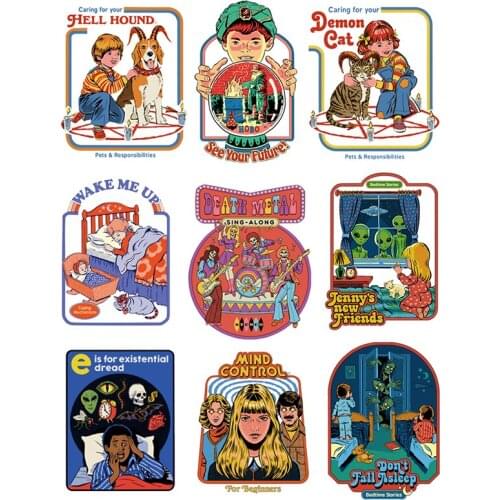 Dark humor DEATH METAL Patches for clothes DEMON CAT custom patches Flex fusible transfer DIY patches for children