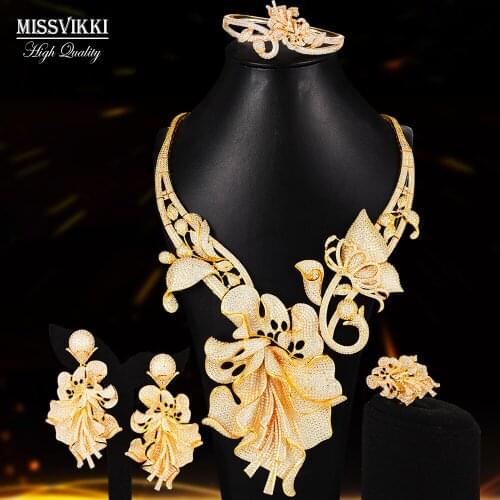 Missvikki Brand Elegant Women Prom Party Bangle Earring Necklace Ring Jewelry Sets Crystal Pendant Romantic Shiny High Quality