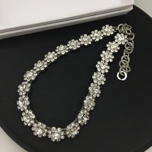 Trendy retro personality flower crystal high quality necklace