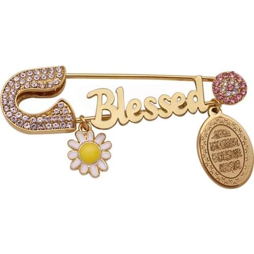 Muslim blessed Quran Vanyakad Stainless Steel brooch pink Baby Pin