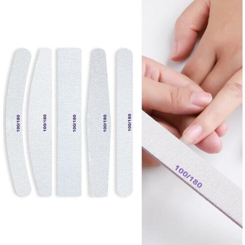 5pcs Professional Nail Art Tools Lime Double Side Sanding Block Set 100/180 Nail Files for UV Gel Polish Pedicure Care Manicure