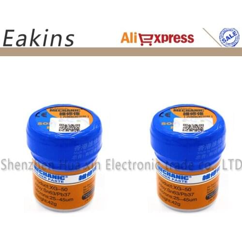 New 2PCS/Lot 100% Hong Kong MECHANIC BGA Solder Flux Paste Soldering Tin Cream Sn63/Pb37 25-45um XG-50