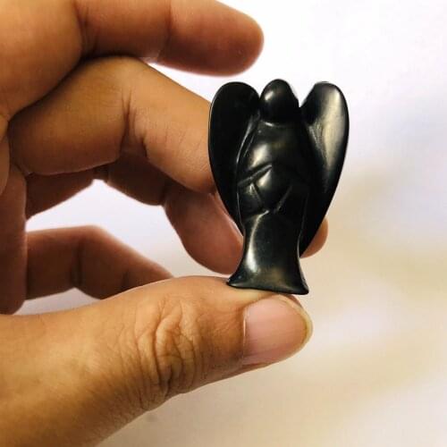 Sell 100% Natural Shungite Massage Hand Craft 40mm Angel Healing Stone,Energy Stone,Healing Chakra Balancing