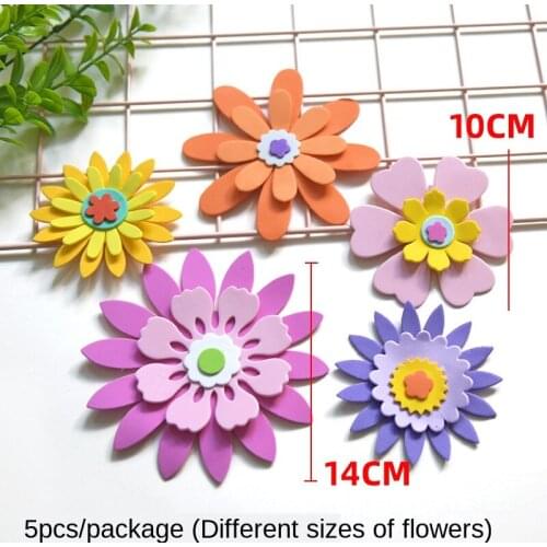 Early Kindergarten School Classroom Handmade DIY Material 3D Art EVA Foam Flower Kid Home Wall Stickers Mixed Puzzle Toys