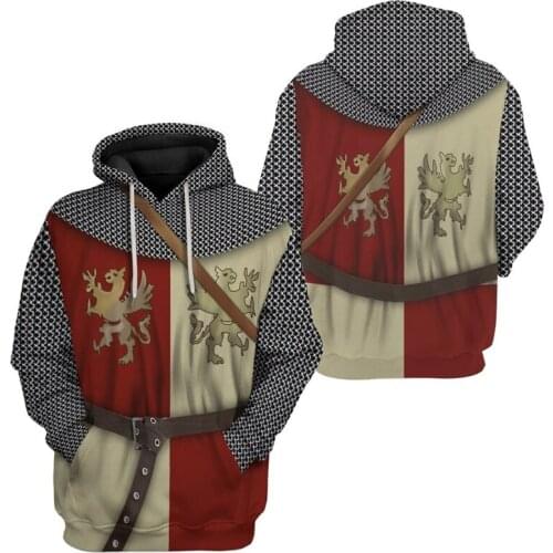 Knight Cosplay hooded Sweatshirt 3D Printed Hoodies Men Casual Armored knight Royal knight Jacket